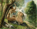 bañistas 3 1894 Camille Pissarro desnudo impresionista